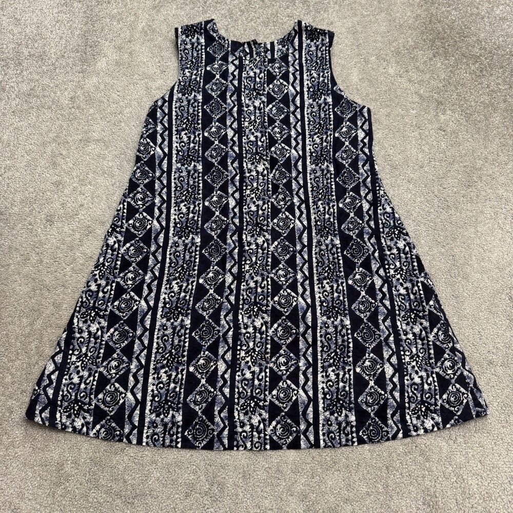 Vintage Timberland Weathergear Linen Blend Geometric Shift Tank Dress 12 Blue